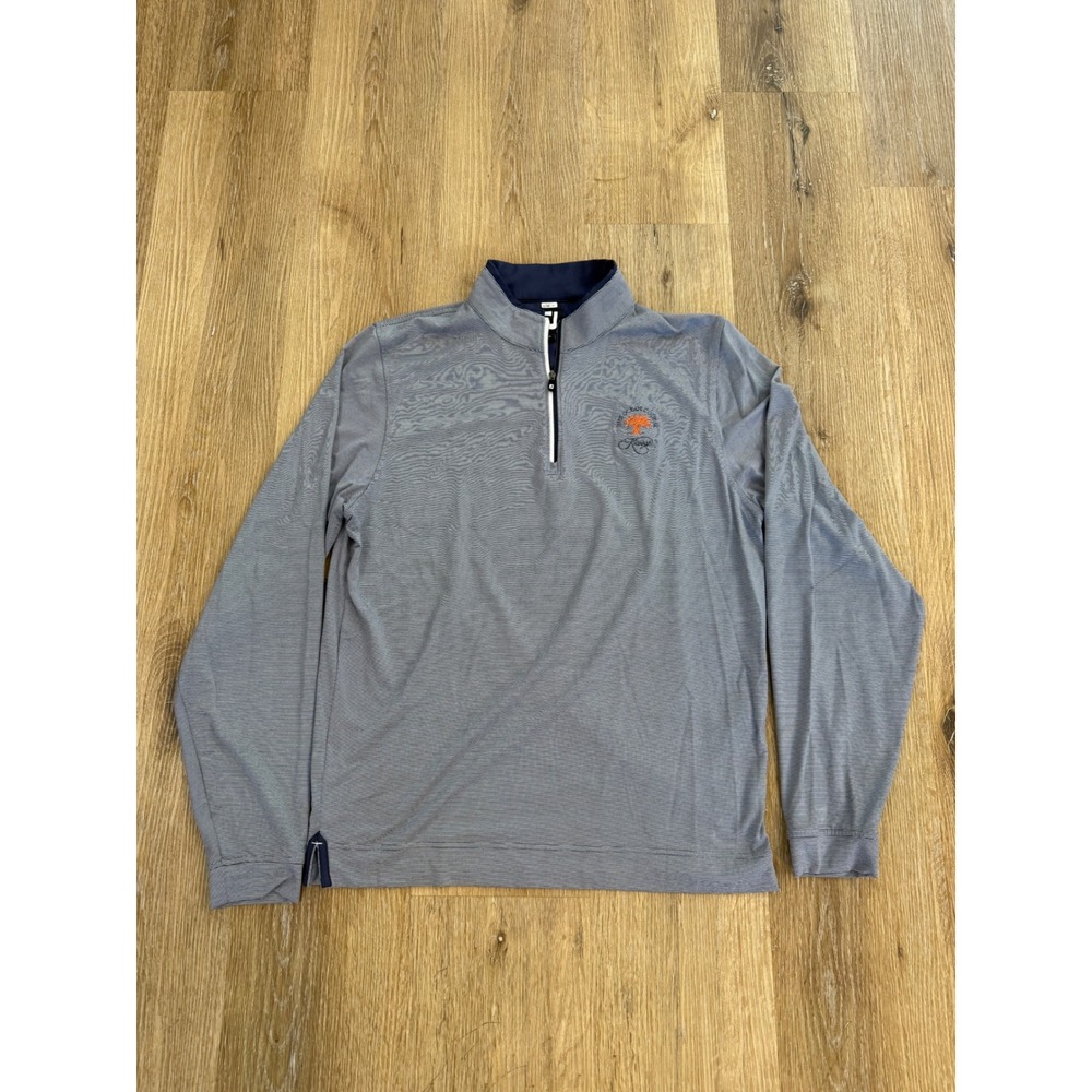 FootJoy 1/4 Zip Pullover Mens S Blue Micro Stripe Kiawah Ocean Course Excellent